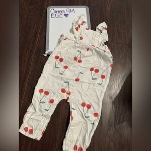 White Cherry Print baby coveralls